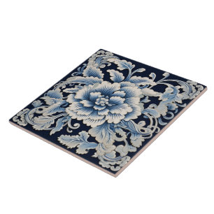 Traditional China Blue Ink Flower Art 13 Ceramic Tile