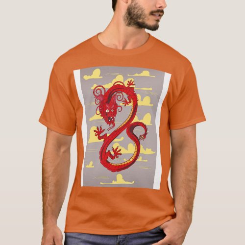 Traditional China red Dragon T_Shirt