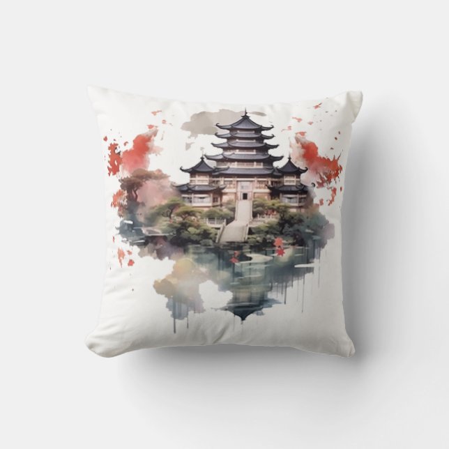 Traditional Chinese Architecture - Ancient Pagoda  Throw Pillow (Front)