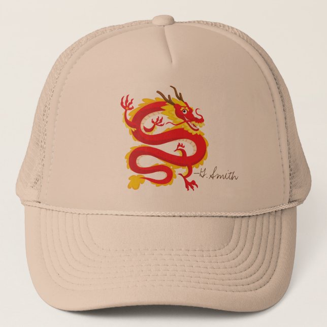 Traditional Chinese Dragon. Add Your Name. Trucker Hat (Front)