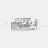 Traditional Chinese Dragon Black Drawing White Adult Cloth Face Mask (Front, Folded)