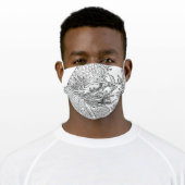 Traditional Chinese Dragon Black Drawing White Adult Cloth Face Mask (Worn)