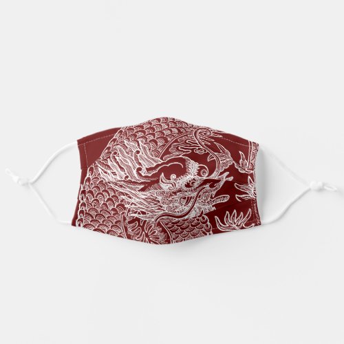 Traditional Chinese Dragon Drawing Burgundy Adult Cloth Face Mask