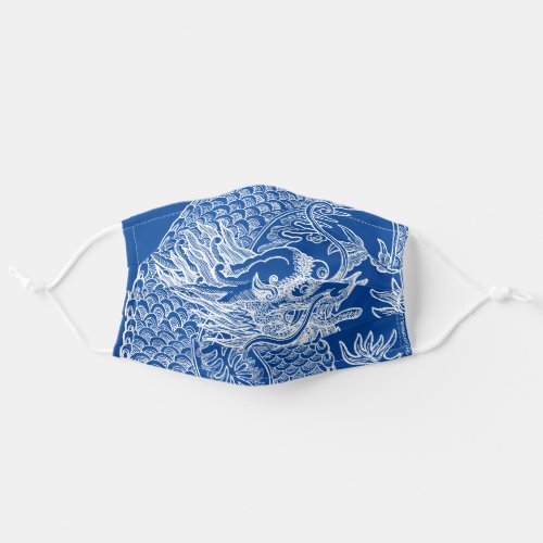 Traditional Chinese Dragon Drawing Dark Blue Adult Cloth Face Mask