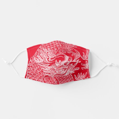 Traditional Chinese Dragon Drawing Red Adult Cloth Face Mask
