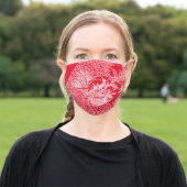 Traditional Chinese Dragon Drawing Red Adult Cloth Face Mask (Outside)