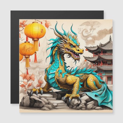 Traditional Chinese dragon for Chinese New Year Magnetic Invitation