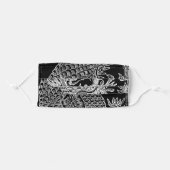 Traditional Chinese Dragon White Drawing Black Adult Cloth Face Mask (Front, Folded)