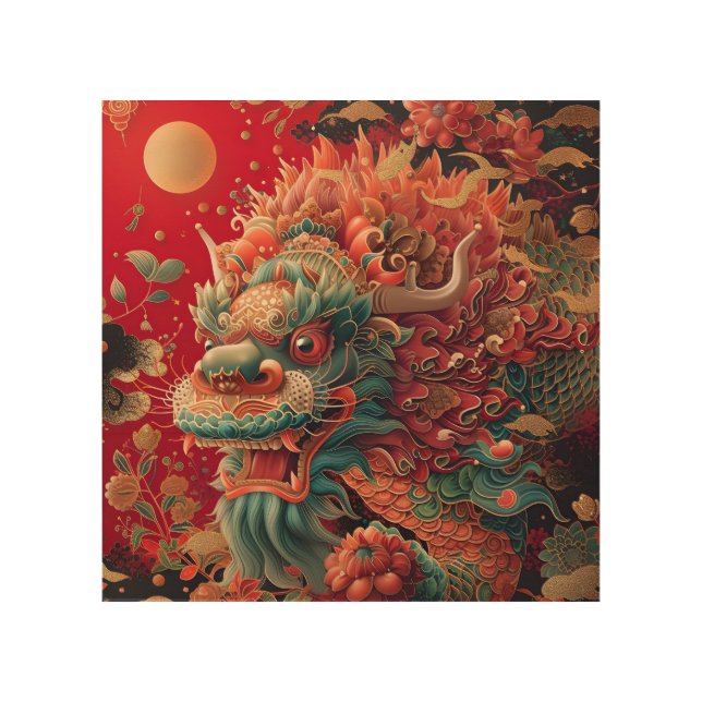 Traditional Chinese Dragon Wood Wall Art (Front)