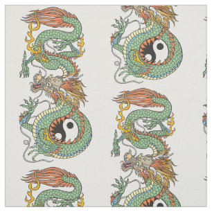 Traditional Chinese dragon YIN YANG Fabric