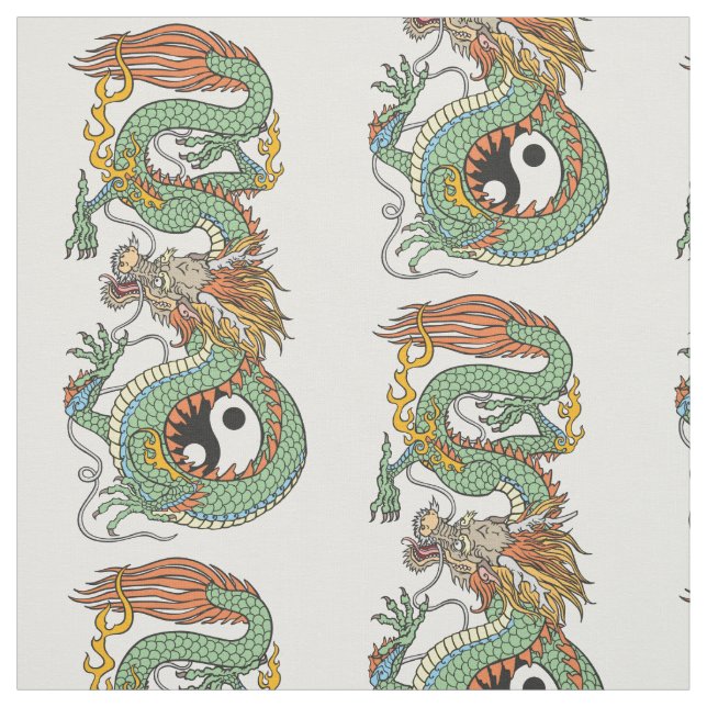 Traditional Chinese dragon YIN YANG Fabric (Swatch)