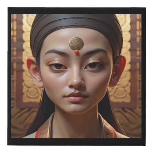 Traditional Chinese Dressed Zen Portrait Faux Canvas Print