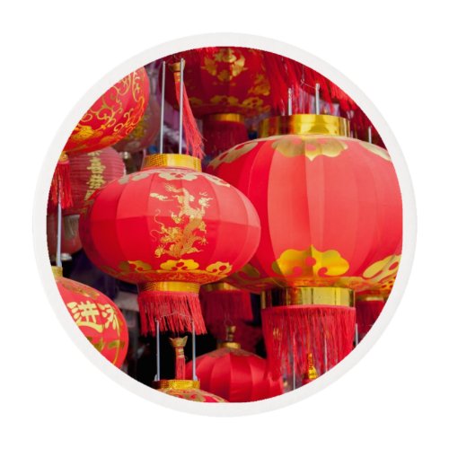 Traditional Chinese lantern hanging Edible Frosting Rounds