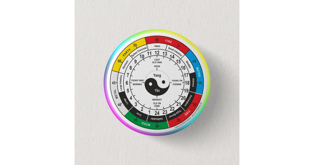 Traditional Chinese Medicine Body Clock Square Sti Button | Zazzle