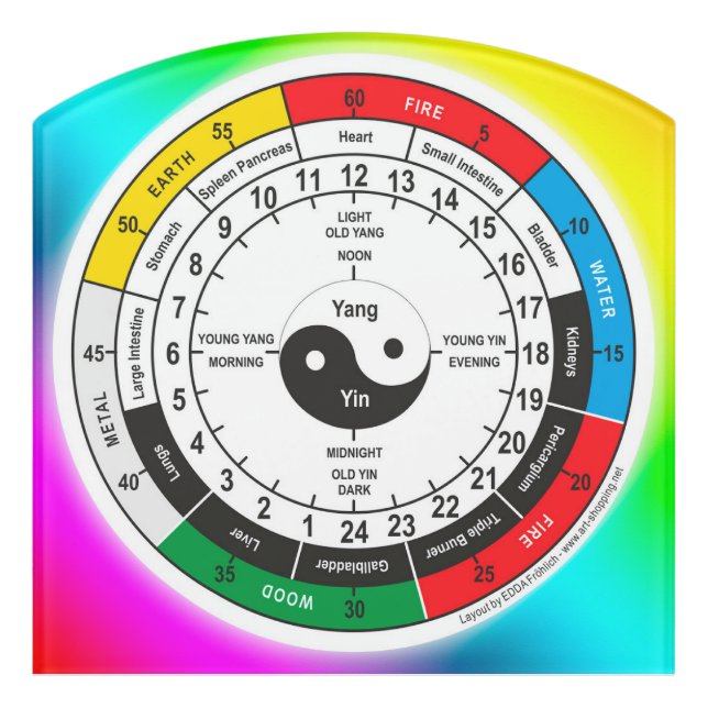 Traditional Chinese Medicine Body Clock Square Sti Door Sign (Contour Front)
