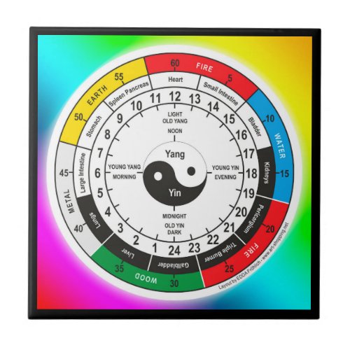 Traditional Chinese Medicine Body Clock T_Shirt Ceramic Tile