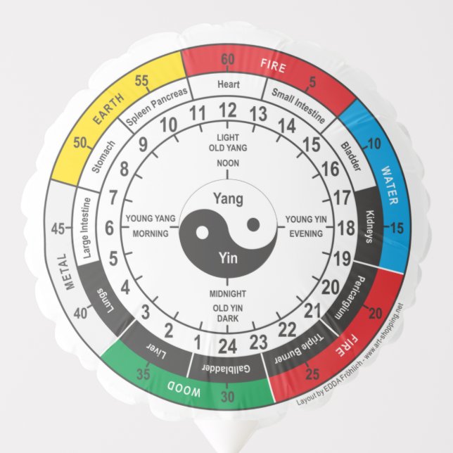 Traditional Chinese Medicine Body Clock T-Shirt Sh Balloon (Front)