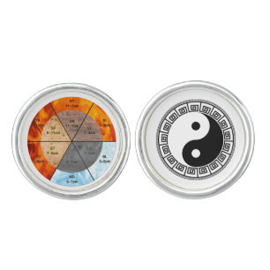 Traditional Chinese Medicine Wu Xing Yin Yang Cufflinks