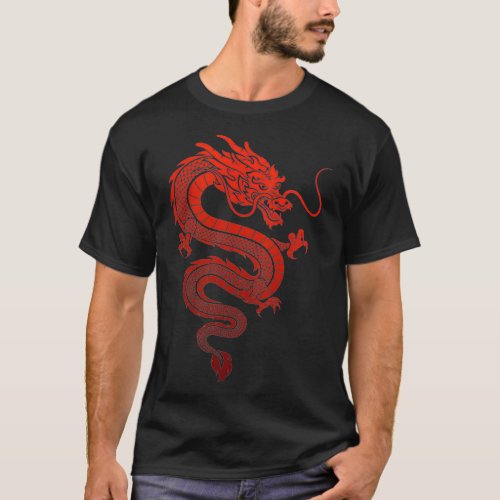 Traditional Chinese Red Dragon T_Shirt