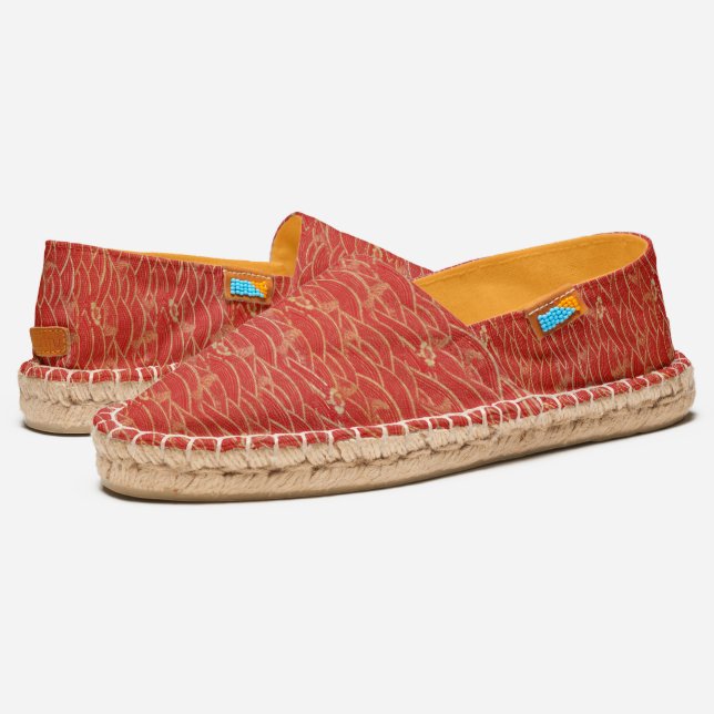 Traditional Chinese Red Pattern E Espadrilles (Angled)