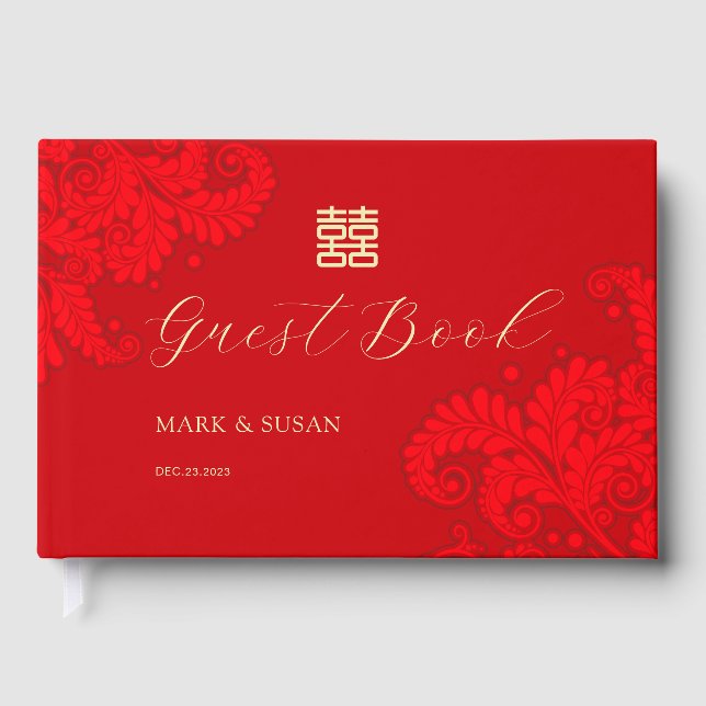 Traditional Chinese Wedding Guest Book (RED) (Front)