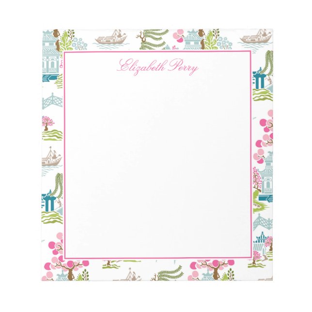 Traditional Chinoiserie in Spring Colors Notepad (Front)