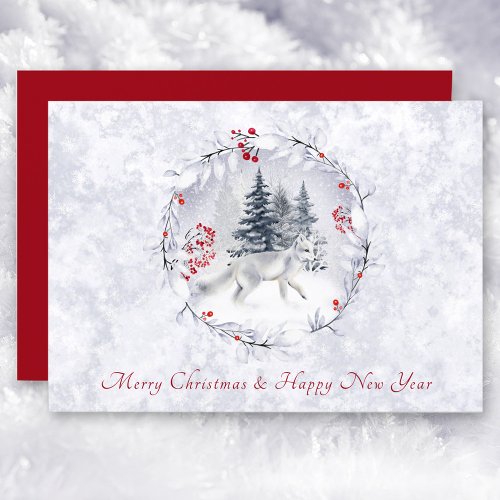 Traditional Christmas and New year snow Card