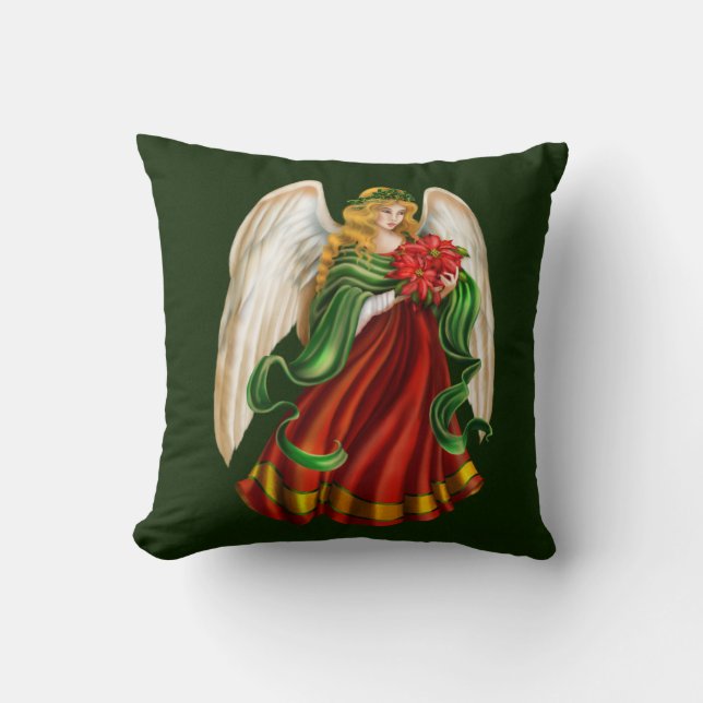 Traditional Christmas Angel Throw Pillow (Front)
