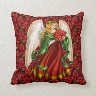 Traditional Christmas Angel Throw Pillow