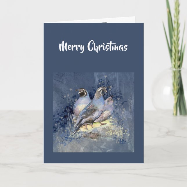 Traditional Christmas   California Quail Bird Holiday Card (Front)