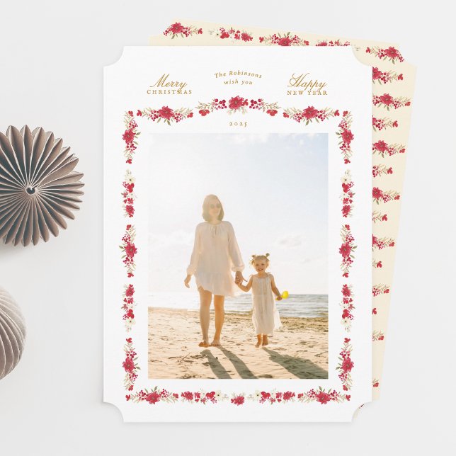 traditional christmas elegant floral botanical holiday card (Creator Uploaded)