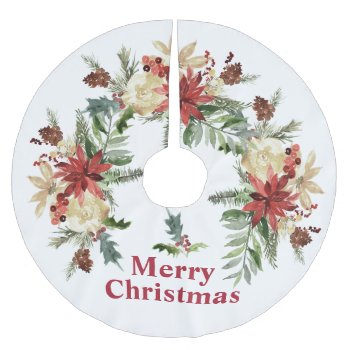 Traditional Christmas Floral Bouquets Brushed Polyester Tree Skirt by HolidayCreations at Zazzle