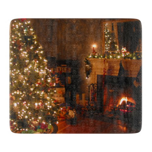 Traditional Christmas Glass Cutting Board