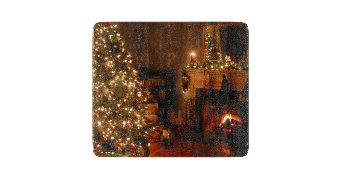 Traditional Christmas Glass Cutting Board Zazzle