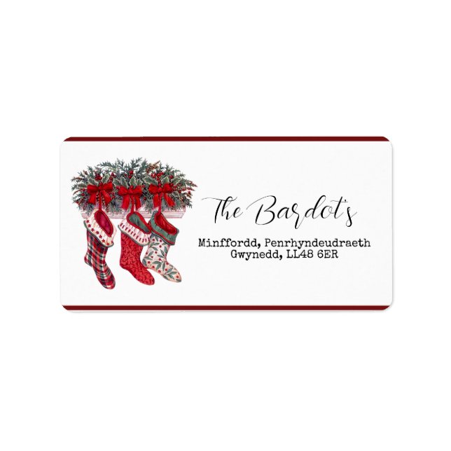 Traditional Christmas Hanging Stockings  Label (Front)