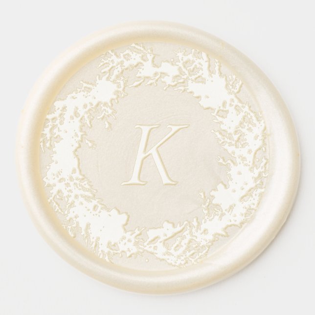 traditional christmas monogram floral wreath wax seal sticker (Front)