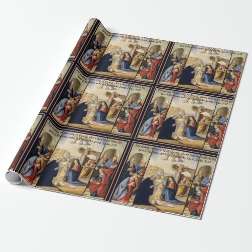 Traditional Christmas Nativity Painting Wrapping Paper