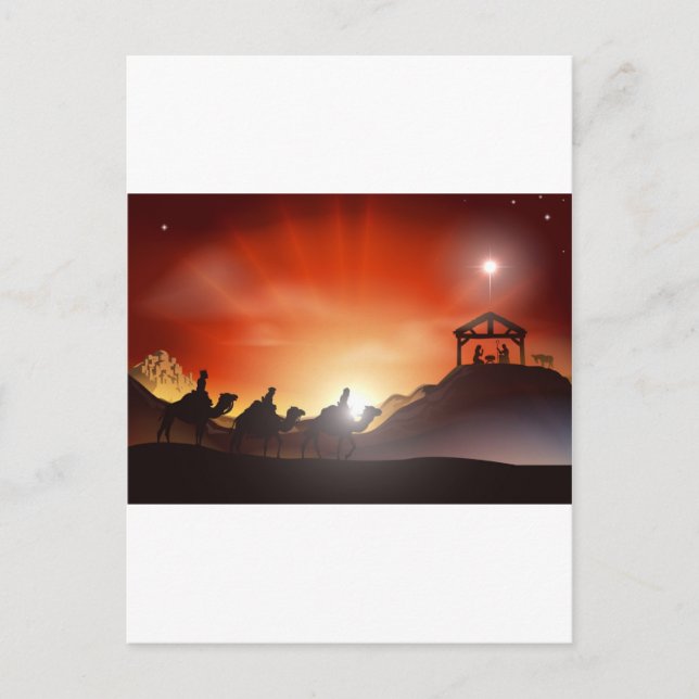 Traditional Christmas Nativity Scene Holiday Postcard (Front)