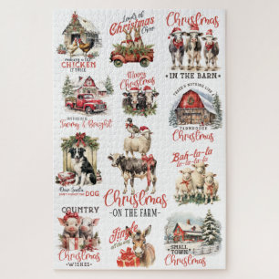 Traditional Christmas on the Farm Holiday Quotes Jigsaw Puzzle