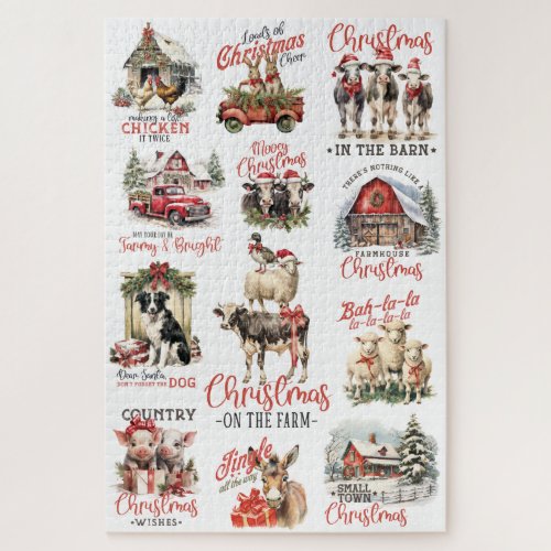 Traditional Christmas on the Farm Holiday Quotes Jigsaw Puzzle