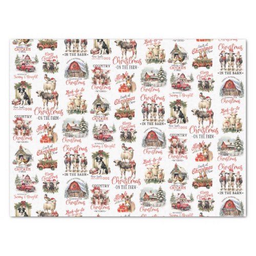 Traditional Christmas on the Farm Holiday Quotes Tissue Paper