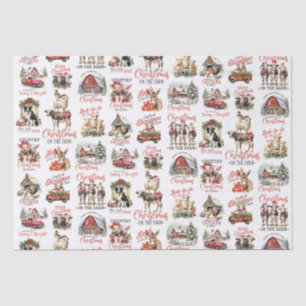 Traditional Christmas on the Farm Holiday Quotes Tissue Paper