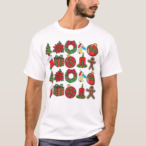 Traditional Christmas ornaments Red and Green  T_Shirt