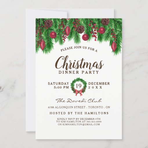 Traditional Christmas Party Invitation | Zazzle