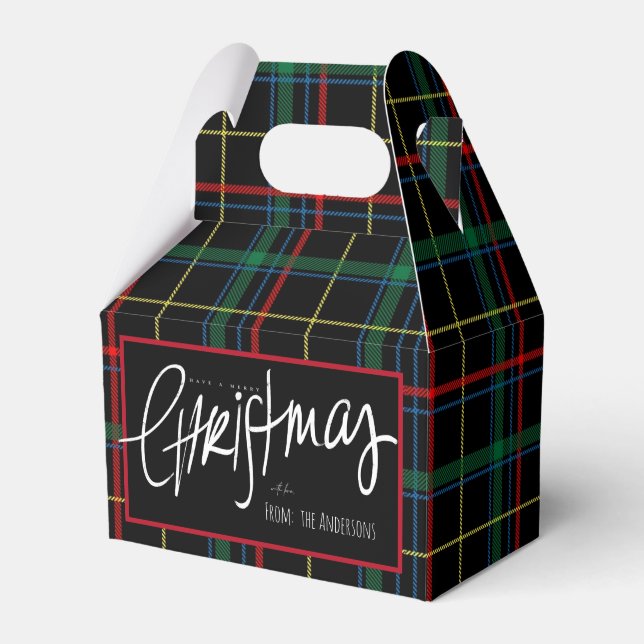 Traditional Christmas Plaid Favor Boxes (Front Side)