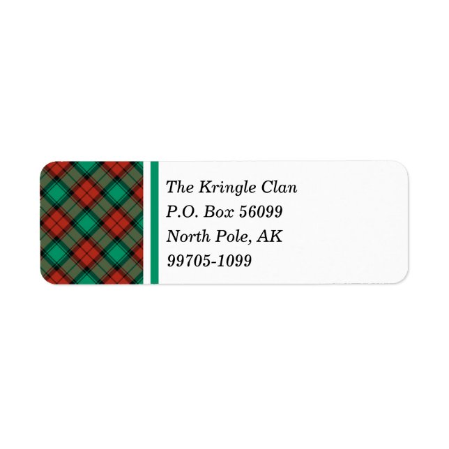 Traditional Christmas Plaid Label (Front)