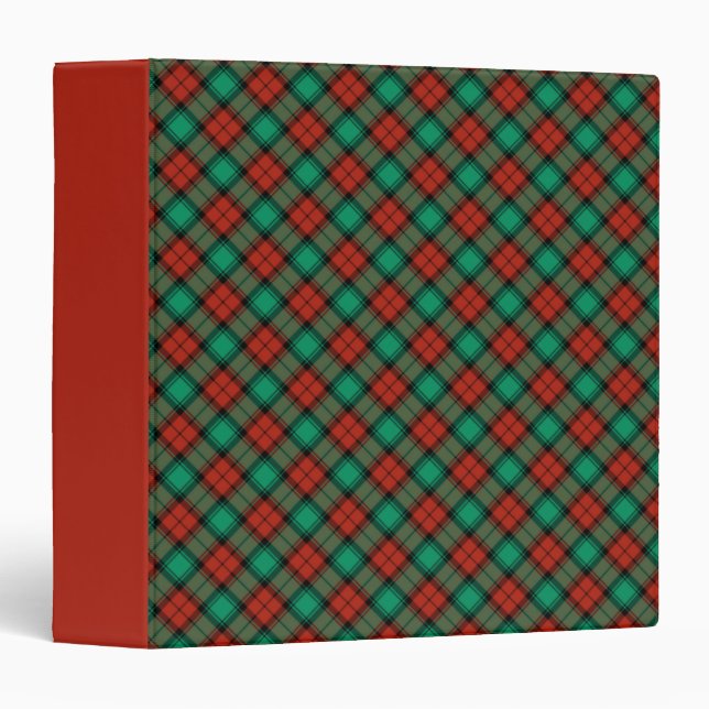 Traditional Christmas Plaid Pattern 3 Ring Binder (Front/Spine)