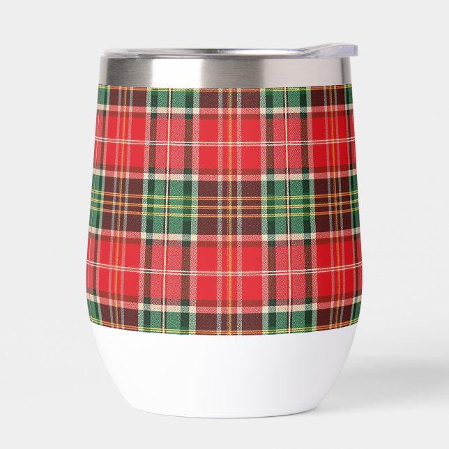 Traditional Christmas Plaid Thermal Wine Tumbler (Left)