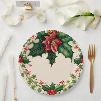 Traditional Christmas Poinsettia Holly 