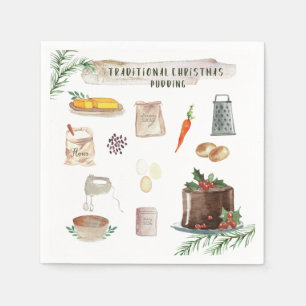Traditional Christmas Pudding Holiday Party Napkins